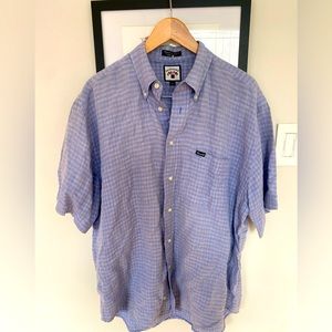 Plaid Faconnable button down short sleeve shirt linen